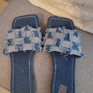 Blue Denim Slide Sandals